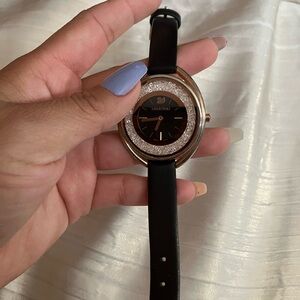 Swarovski Black and Rose Gold Crystal Watch